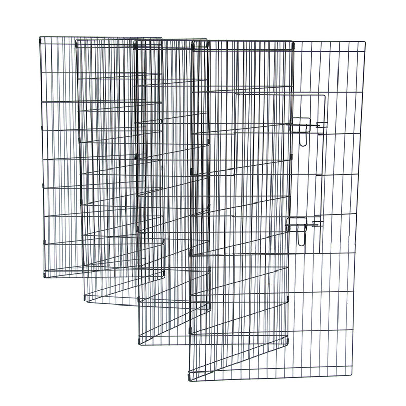 BEESCLOVER 48" Basics Play Area Foldable Metal Pet Wire Fence 8 Pieces with Open Doors Black