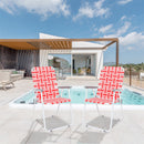 GAOMON 2pcs Beach Chair Steel Tube Bearing 120kg Folding Beach Chair Red White Strips