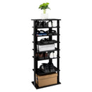 GAOMON 7-layer Wooden Shoe Rack Storage Mount Household Furniture Room Organizer Black
