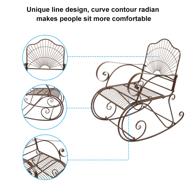 ALICIAN Iron Wire Single Rocking Chair with Backrest Simple Classic Lightweight Chair