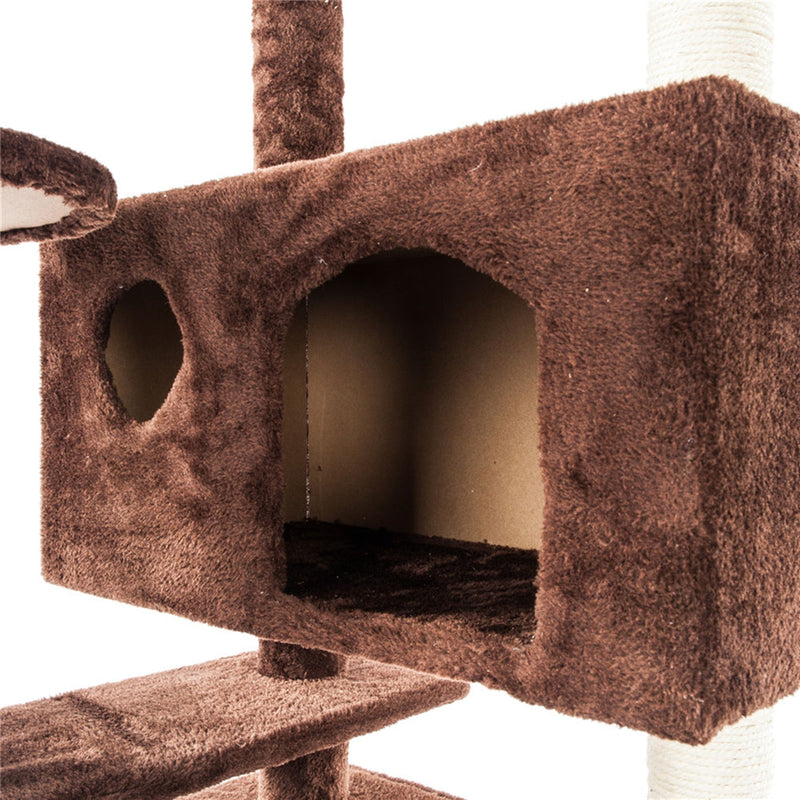 BEESCLOVER Multi-level Cat Tree Condo Furniture Cat Climbing Frame Kittens Cats Pets Brown