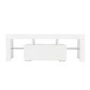 GAOMON LED Cabinet TV White Particle Board TV Stand w/Single Drawer White