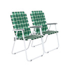 GAOMON 2pcs Beach Chair Steel Tube Bearing 120kg Folding Beach Chair Dark Green Stripes