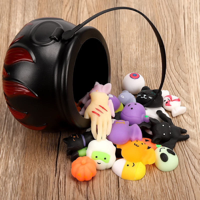 CYNDIE 30pcs Squeeze Toys with 5.5" Halloween Cauldron