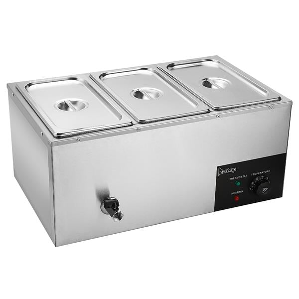 ZOKOP 6.9QT/6.5L 3 Cells Bain Marie Food Warmer XTC1P-1/3 110V 600W Silver