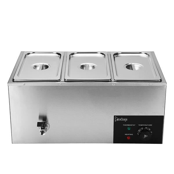 ZOKOP 6.9QT/6.5L 3 Cells Bain Marie Food Warmer XTC1P-1/3 110V 600W Silver