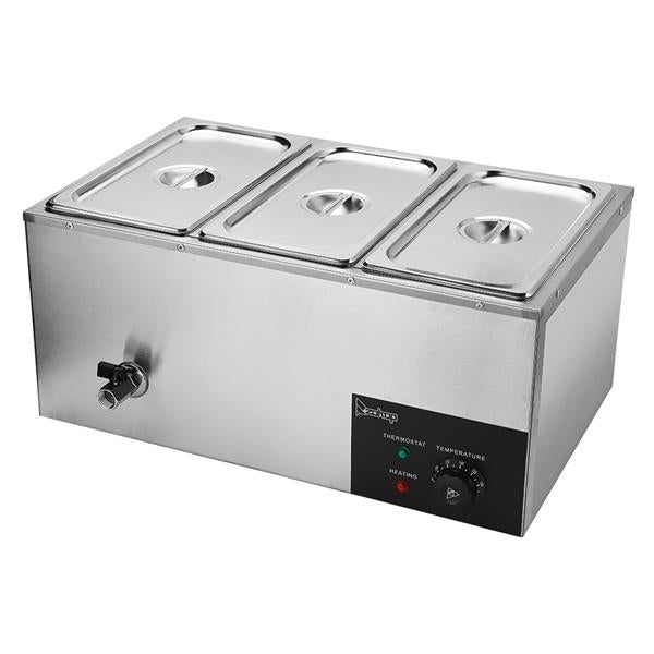 ZOKOP 6.9QT/6.5L 3 Cells Bain Marie Food Warmer XTC1P-1/3 110V 600W Silver