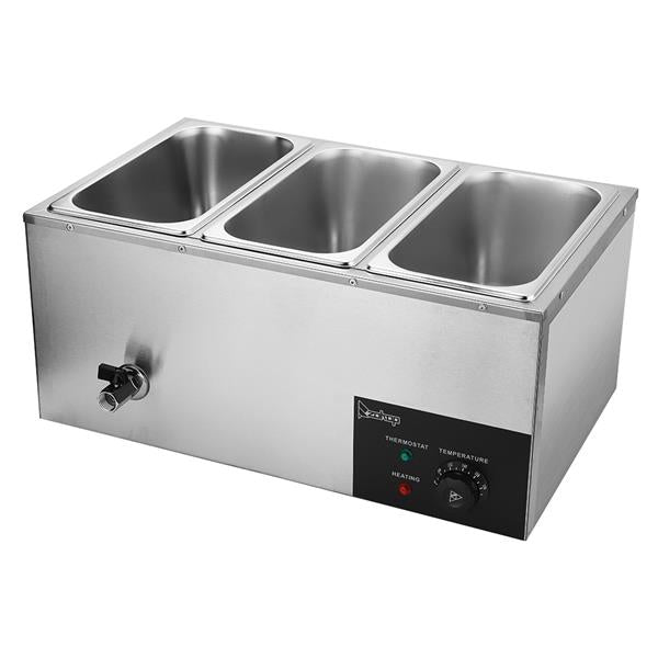 ZOKOP 6.9QT/6.5L 3 Cells Bain Marie Food Warmer XTC1P-1/3 110V 600W Silver