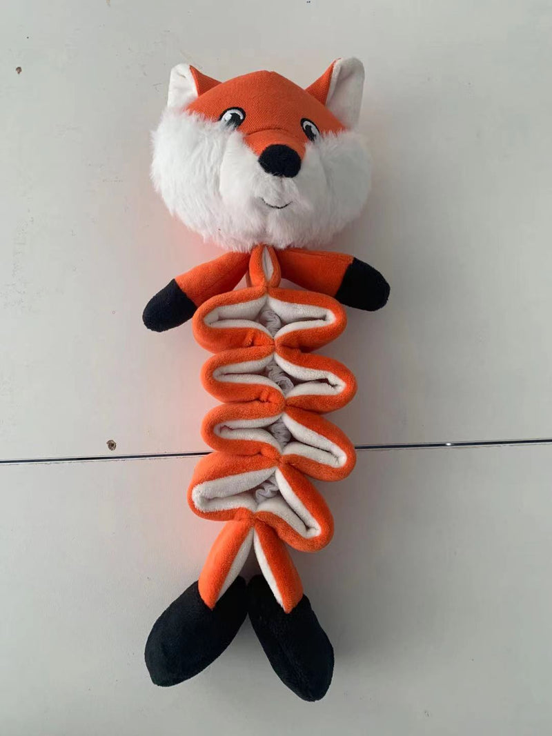WHIZMAX Squeaky Plush Toys Cute Fox-Shaped Elastic Chewing Toys