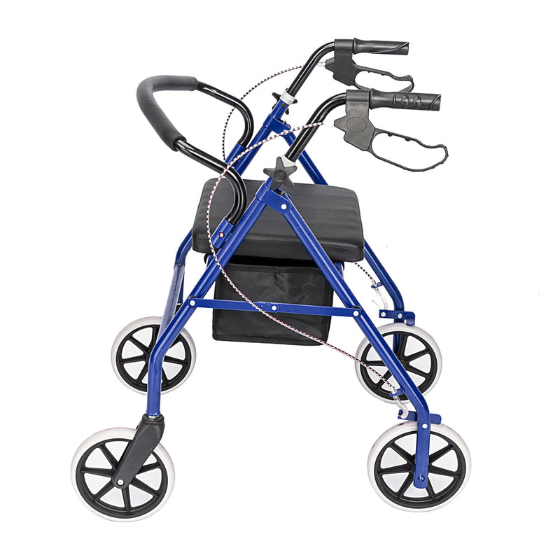 DSSTYLES Basket Walker Chair Wheel Rollator Walker Removable Back Support Blue