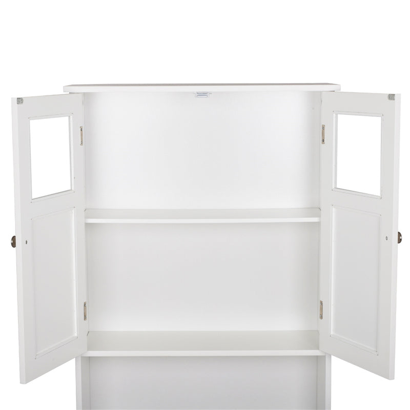 AMYOVE 3 Tiers Bathroom Cabinet Double Doors Waterproof Space-Saving Storage Cabinet