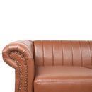 GAOMON Chaise Lounge Sofa Chair Traditional Rolled Arms with Nailhead Trim Brown