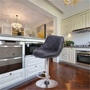 GAOMON 2pcs Shell Back Adjustable Swivel Bar Stools PU Leather Black