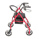 GAOMON Basket Walker Chair Wheel Rollator Walker Removable Back Support Red