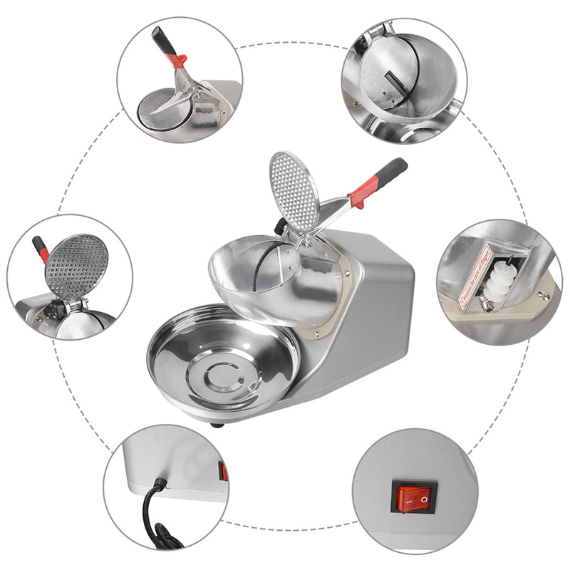 DISHYKOOKER 143lbs/h Electric Ice Crusher Household with Removable Blades Silver