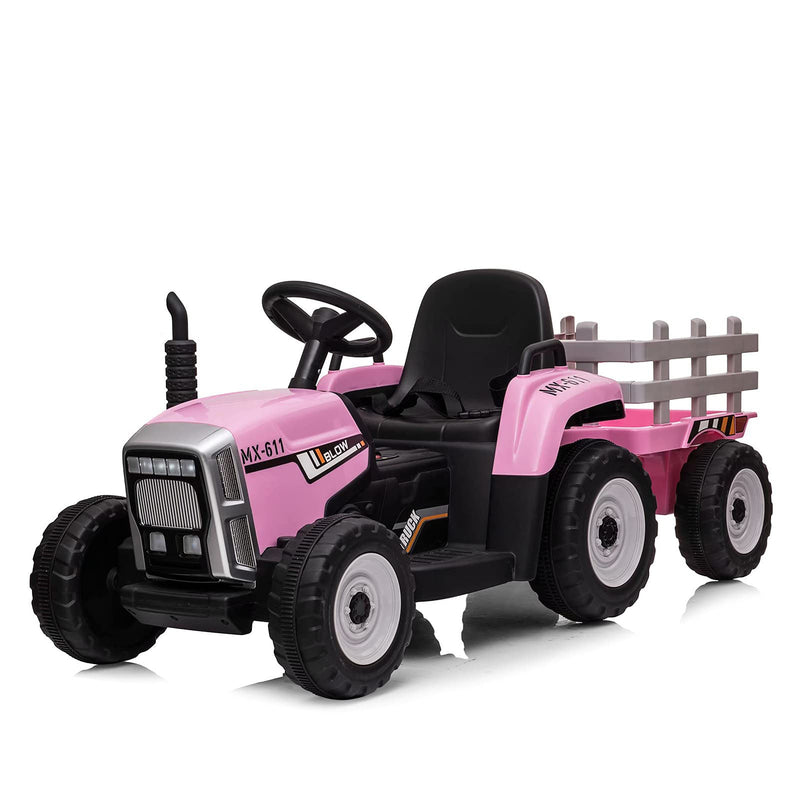 WHIZMAX 12V Kids Electric Tractor Battery Powered Ride On Car Pink 25W