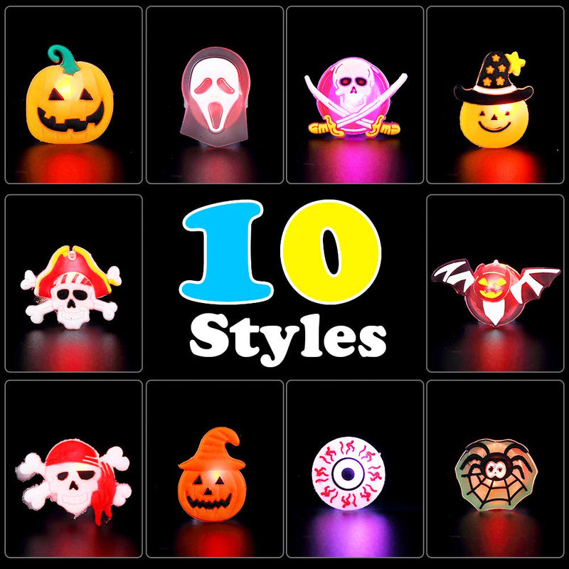 CYNDIE 54pcs Halloween Light Up Rings Toys