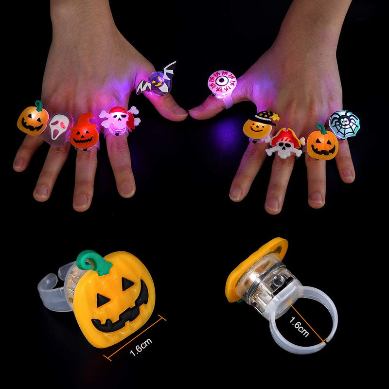 CYNDIE 54pcs Halloween Light Up Rings Toys
