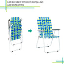 GAOMON 2pcs Strip Beach Chair 120kg Folding Beach Seat Chair Blue