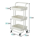 GAOMON 3 Layers Storage Cart for Kitchen Bedroom Milk White