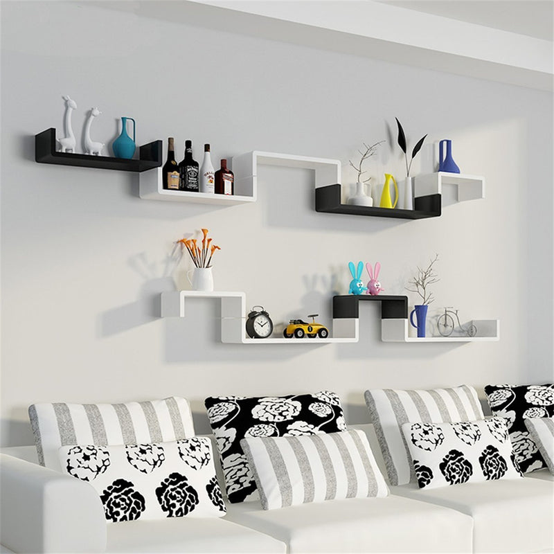 RONSHIN 3pcs Floating Display Shelves U-Shaped Detachable Wall Mounted Storage Wall Shelves