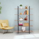 GAOMON 5-tier Bookcase Spacious Vintage Wood Metal Shelf Furniture