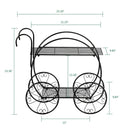 GAOMON 2-Tier Flower Pot Stand Garden Cart Design Plant Holder Black