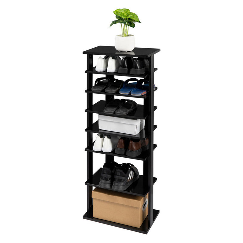 ALICIAN 7-layer Wooden Shoe Rack Storage Mount Household Furniture Room Organizer Black