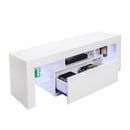 GAOMON LED Cabinet TV White Particle Board TV Stand w/Single Drawer White