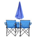 GAOMON Double Folding Picnic Camping Chairs with Umbrella Blue