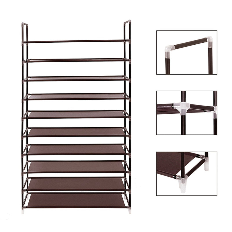 RONSHIN 100cm 10 Tiers Shoe Rack Super Wide Extra Large Simple Assembly Shoe Shelf