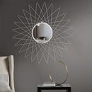 GAOMON Round Mirror with Radial Triangle Edge Decorative Mirror 90.17*2*90.17cm Silver