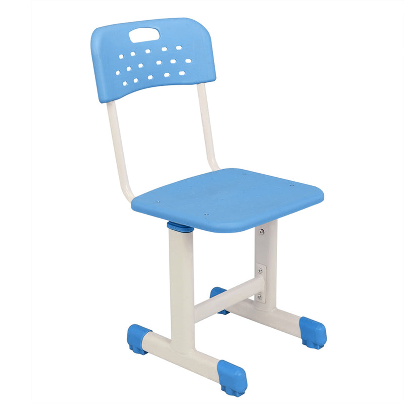 AMYOVE Student Table Chair Set Adjustable White Paint Wood Grain Surface Plastic Blue