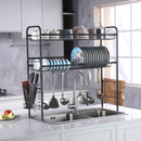 GAOMON Single Layer Bowl Rack Shelf Dish Drainer 90cm Inner Length Kitchen Organizer Black
