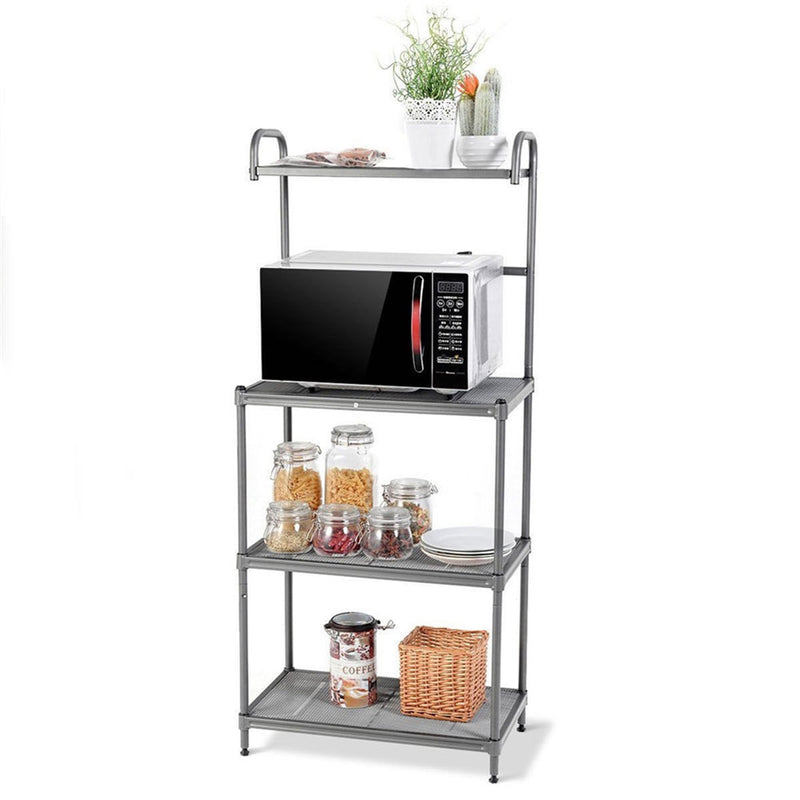 RONSHIN 4-tier Kitchen Shelf with Wire Mesh Storage Rack Black