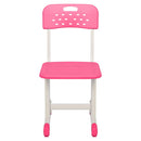 GAOMON Student Table Chair Set Adjustable White Paint Wood Grain Surface Plastic Pink