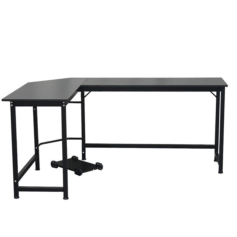 AMYOVE L-Shaped Office Desk Home Corner Gaming Desk Computer Table Black