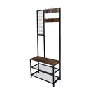 GAOMON 2-in-1 Coat Rack with 2 Layer Mesh Clothes Organizer with Hooks Brown