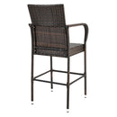 GAOMON 2pcs Rattan Bar Chair Iron Frame Outdoor Chair Garden Furniture 53x53x120cm Brown