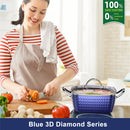 GAOMON 4L Square Saucepans with Lid Ceramic Cooking Stock Pot Blue