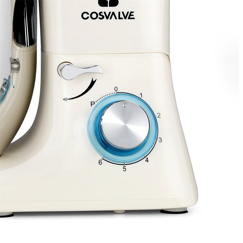 COSVALVE Kitchen Stand Mixer 6 Speeds Low Noise Mixing Pot White