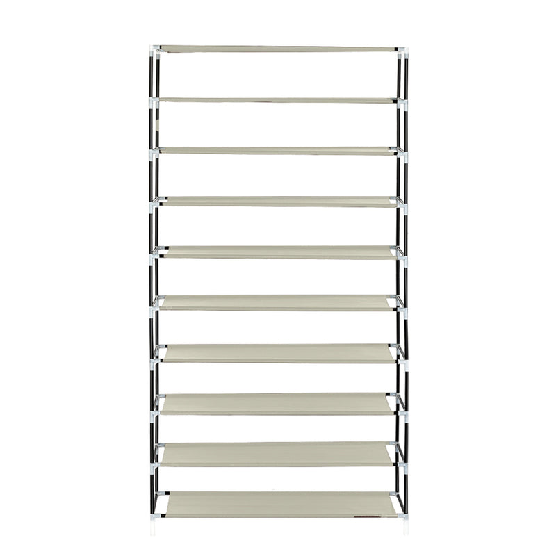 RONSHIN Shoe Rack 10 Layers Widened Black Shoe Cabinet 160*30*88 Beige