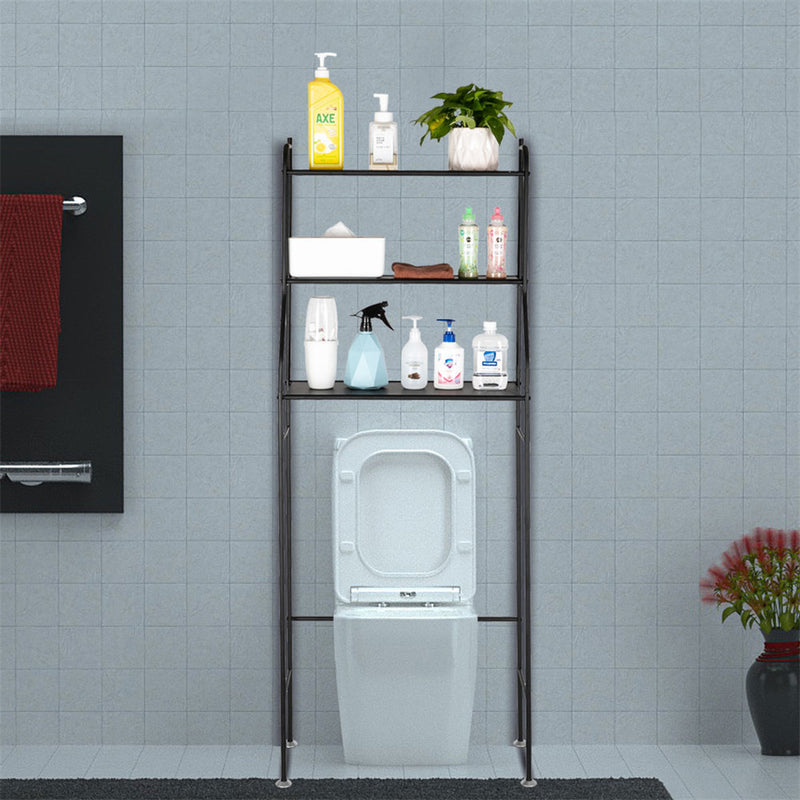 RONSHIN 3-tier Bathroom Storage Rack for Towels Toiletries Toilet Organizer Black