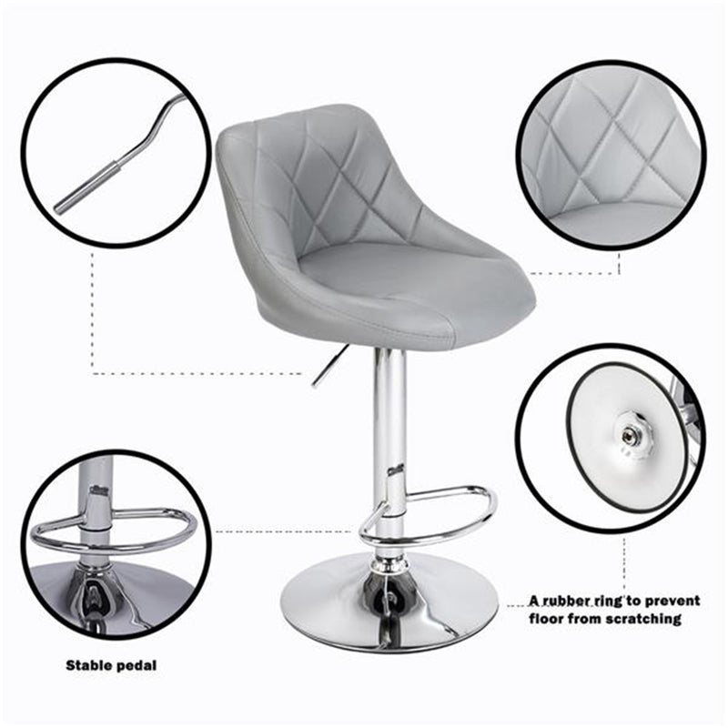 ALICIAN 2pcs Adjustable Swivel Bar Stools Padded Chair with Back Gray