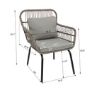 GAOMON 3 Pcs/set Patio Table Chair Set Outdoor Single Chair + Coffee Table Grey