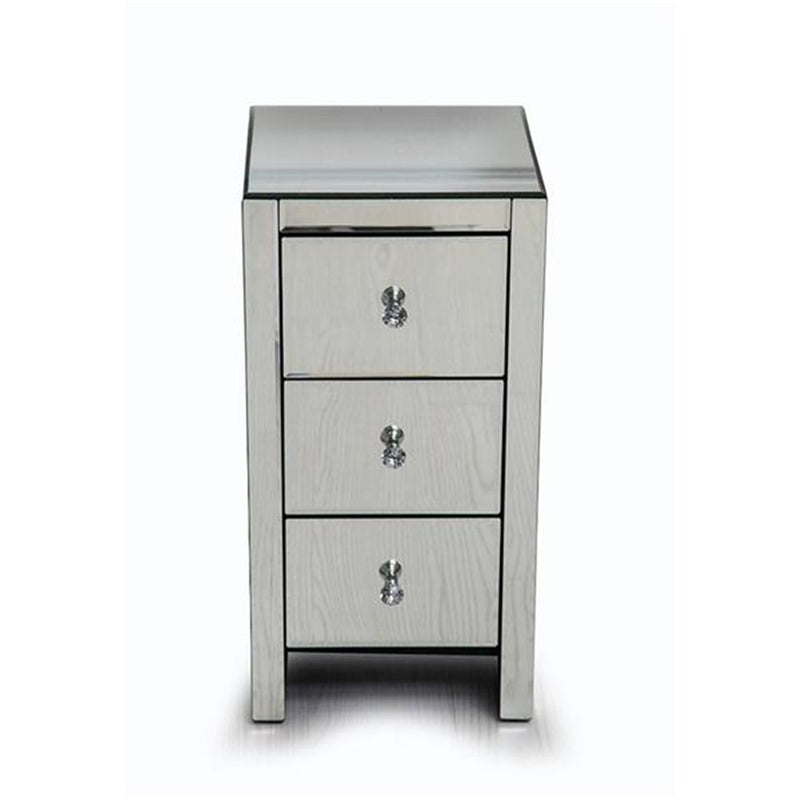 AMYOVE Mirrored Nightstand Bedside End Table with 3-Drawers for Bedroom Mini Cabinet