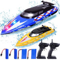 2Pack RC Boat,20+/10+MPH Remote Control Boats with LED Light for Kids and Adults,2.4G High Speed Remote Control Boats, Fast RC Boats for Pools and Lakes,4 Rechargeable Battery Pool Toys for Kids