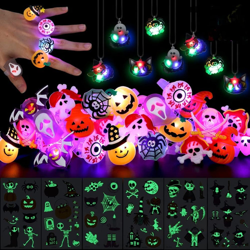 WHIZMAX 54pcs Halloween Light Up Rings Toys