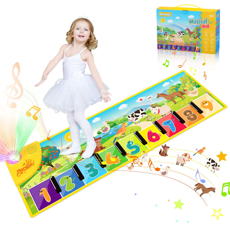 Musical Mat for Toddlers, 27 Songs Musical Toys Piano Mat for Kids, Animal Sounds Blanket Keyboard Touch Playmat Toddler Toys Age 1-3, Adjustable Volume, Ideal Gift Baby Toys for Girls Boys