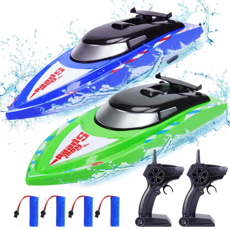 2Pack RC Boat Remote Control Boats for Pools Lakes Kids Adults,2.4G High Speed Remote Control Boats, 4 Rechargeable Battery Pool Toys for Boys Girls(10 mph,4 Channel,20Mins)